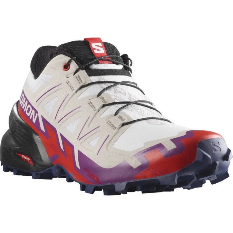 White / Red Salomon Speedcross 6 Women's Trail Running Shoes | PH 32784F